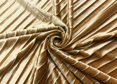Tessuto da arredamento del velluto dell'oro della piega del poliestere di 290GSM 93% per la Skirt Golden di signore