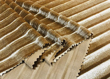 Tessuto da arredamento del velluto dell'oro della piega del poliestere di 290GSM 93% per la Skirt Golden di signore